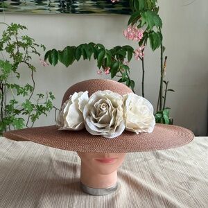 Elegant Floral Wide-Brim Hat